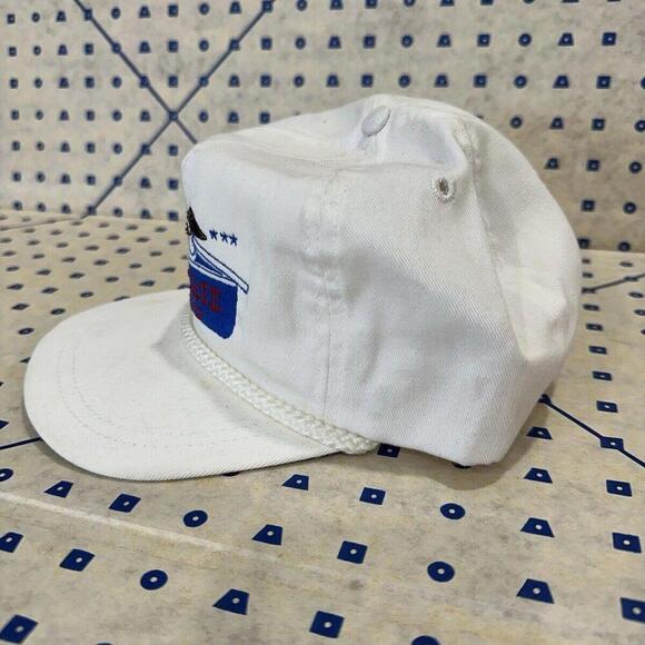 Vintage White Snapback Trucker Hat Rope Flat Bill Heritage - Picture 2 of 9